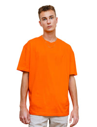 Orange -Basic- Solid - No Print- T-TAM Unisex Oversized Crew Neck Cotton Short Sleeve T-Shirt, 100% Soft Cotton