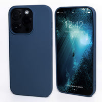 Navy Blue - Solid - Silicone Case for - iphone 12, 12 pro max, 13, 13 pro, 14, 14 pro, 15, 15 pro - Soft Microfiber Lining Scratch Resistant