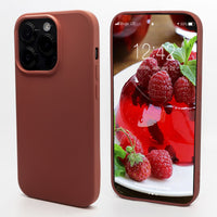 Camellia - Solid - Silicone Case for - iphone 12, 12 pro max, 13, 13 pro, 14, 14 pro, 15, 15 pro - Soft Microfiber Lining Scratch Resistant