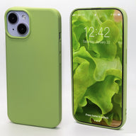 Matcha Green - Solid - Silicone Case for - iphone 12, 12 pro max, 13, 13 pro, 14, 14 pro, 15, 15 pro - Soft Microfiber Lining Scratch Resistant