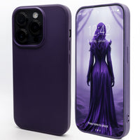 Dark Purple - Solid - Silicone Case for - iphone 12, 12 pro max, 13, 13 pro, 14, 14 pro, 15, 15 pro - Soft Microfiber Lining Scratch Resistant