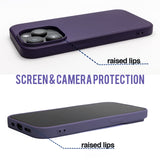 Dark Purple - Solid - Silicone Case for - iphone 12, 12 pro max, 13, 13 pro, 14, 14 pro, 15, 15 pro - Soft Microfiber Lining Scratch Resistant