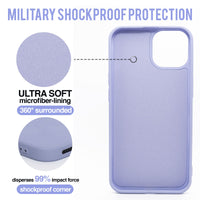 Lilac Purple - Solid - Silicone Case for - iphone 12, 12 pro max, 13, 13 pro, 14, 14 pro, 15, 15 pro - Soft Microfiber Lining Scratch Resistant