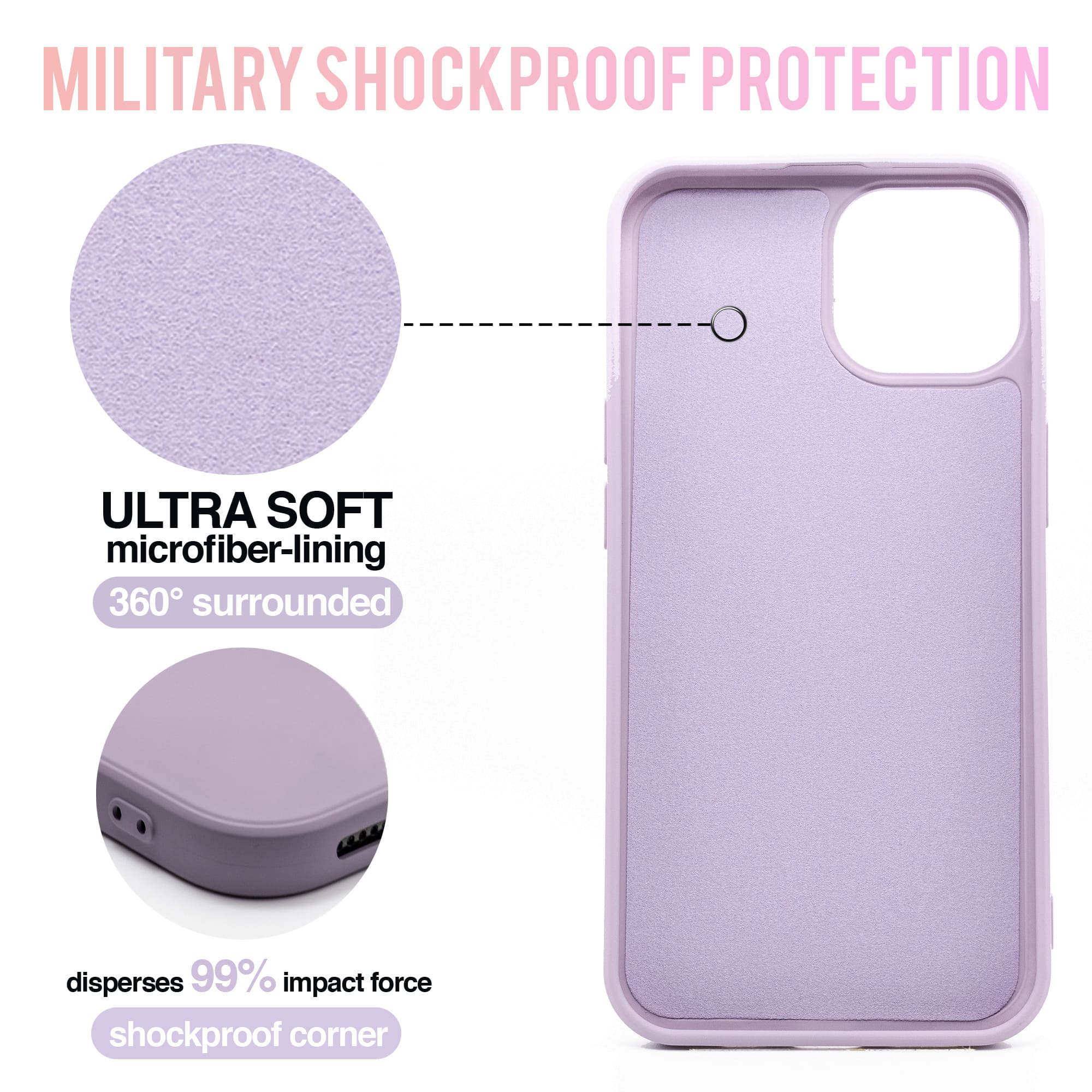 Grass Purple - Solid - Silicone Case for - iphone 12, 12 pro max, 13, 13 pro, 14, 14 pro, 15, 15 pro - Soft Microfiber Lining Scratch Resistant