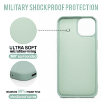 Mint - Solid - Silicone Case for - iphone 12, 12 pro max, 13, 13 pro, 14, 14 pro, 15, 15 pro - Soft Microfiber Lining Scratch Resistant