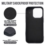 Black - Solid - Silicone Case for - iphone 12, 12 pro max, 13, 13 pro, 14, 14 pro, 15, 15 pro - Soft Microfiber Lining Scratch Resistant