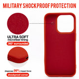 Red - Solid - Silicone Case for - iphone 12, 12 pro max, 13, 13 pro, 14, 14 pro, 15, 15 pro - Soft Microfiber Lining Scratch Resistant