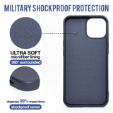 Dark Blue - Solid - Silicone Case for - iphone 12, 12 pro max, 13, 13 pro, 14, 14 pro, 15, 15 pro - Soft Microfiber Lining Scratch Resistant