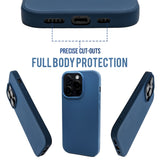 Navy Blue - Solid - Silicone Case for - iphone 12, 12 pro max, 13, 13 pro, 14, 14 pro, 15, 15 pro - Soft Microfiber Lining Scratch Resistant