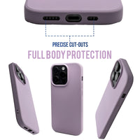 Grass Purple - Solid - Silicone Case for - iphone 12, 12 pro max, 13, 13 pro, 14, 14 pro, 15, 15 pro - Soft Microfiber Lining Scratch Resistant