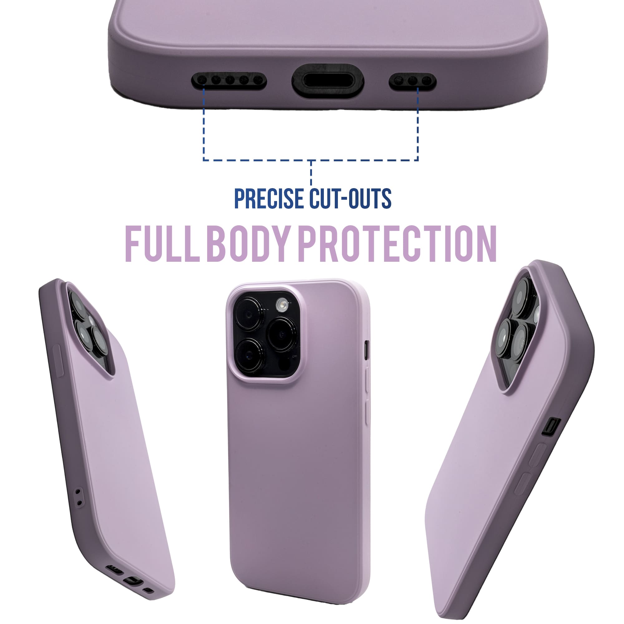 Grass Purple - Solid - Silicone Case for - iphone 12, 12 pro max, 13, 13 pro, 14, 14 pro, 15, 15 pro - Soft Microfiber Lining Scratch Resistant