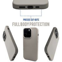 Griege - Solid - Silicone Case for - iphone 12, 12 pro max, 13, 13 pro, 14, 14 pro, 15, 15 pro - Soft Microfiber Lining Scratch Resistant