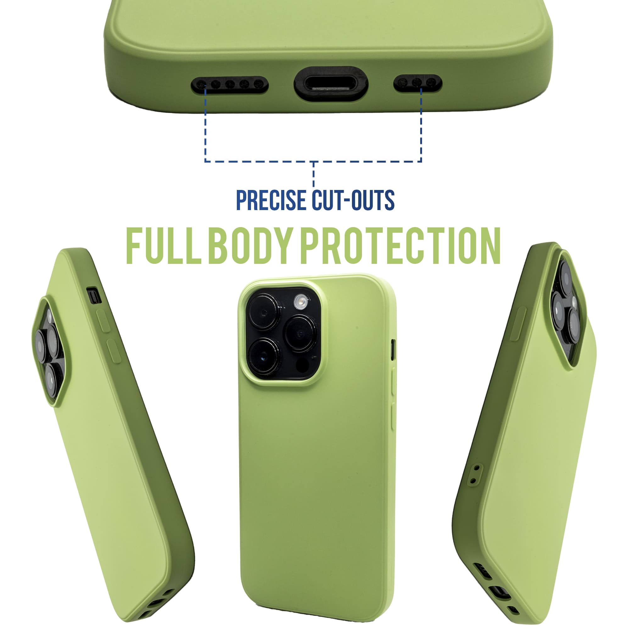 Matcha Green - Solid - Silicone Case for - iphone 12, 12 pro max, 13, 13 pro, 14, 14 pro, 15, 15 pro - Soft Microfiber Lining Scratch Resistant