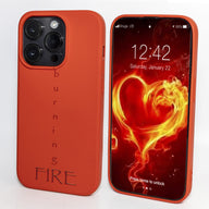 Burning Fire - Print - Silicone Case for - iphone 12, 12 pro max, 13, 13 pro, 14, 14 pro, 15, 15 pro - Soft Microfiber Lining Scratch Resistant