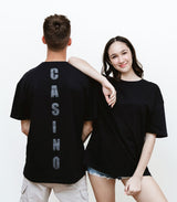 Casino - Print - T-TAM Unisex Oversized Crew Neck Cotton Short Sleeve Printed Letter T-Shirt, 100% Soft Cotton