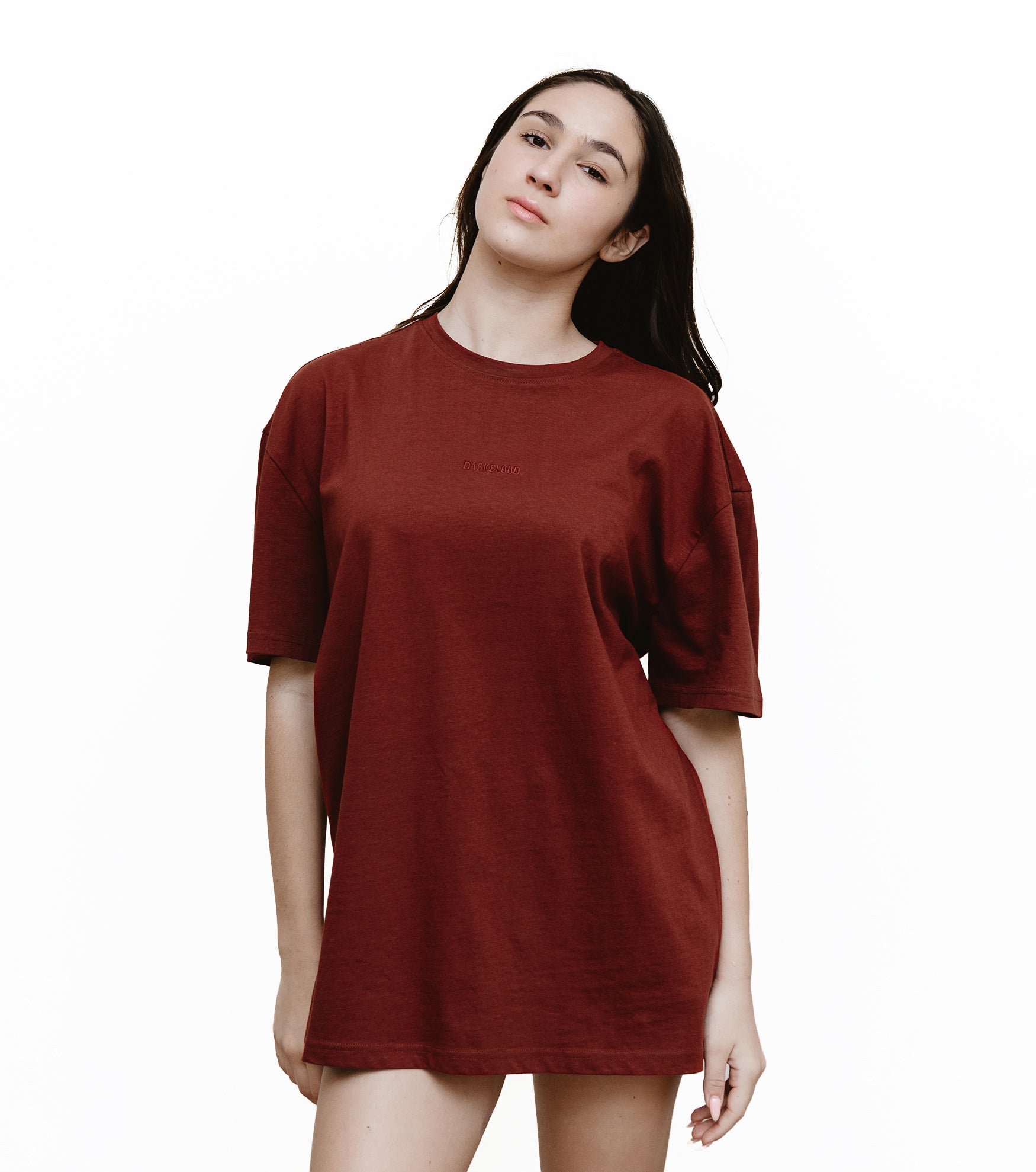 Maroon - Print - T-TAM Unisex Oversized Crew Neck Cotton Short Sleeve Printed Letter T-Shirt, 100% Soft Cotton