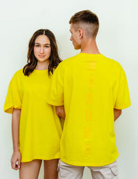 Empire Yellow - Solid - T-TAM Unisex Oversized Crew Neck Cotton Short Sleeve Printed Letter T-Shirt, 100% Soft Cotton