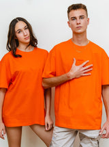 Fresh Orange - Print - T-TAM Unisex Oversized Crew Neck Cotton Short Sleeve Printed Letter T-Shirt, 100% Soft Cotton