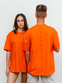 Exotic Orange - Solid - T-TAM Unisex Oversized Crew Neck Cotton Short Sleeve Printed Letter T-Shirt, 100% Soft Cotton