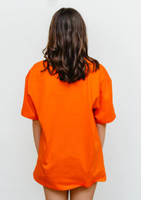 Exotic Orange - Solid - T-TAM Unisex Oversized Crew Neck Cotton Short Sleeve Printed Letter T-Shirt, 100% Soft Cotton