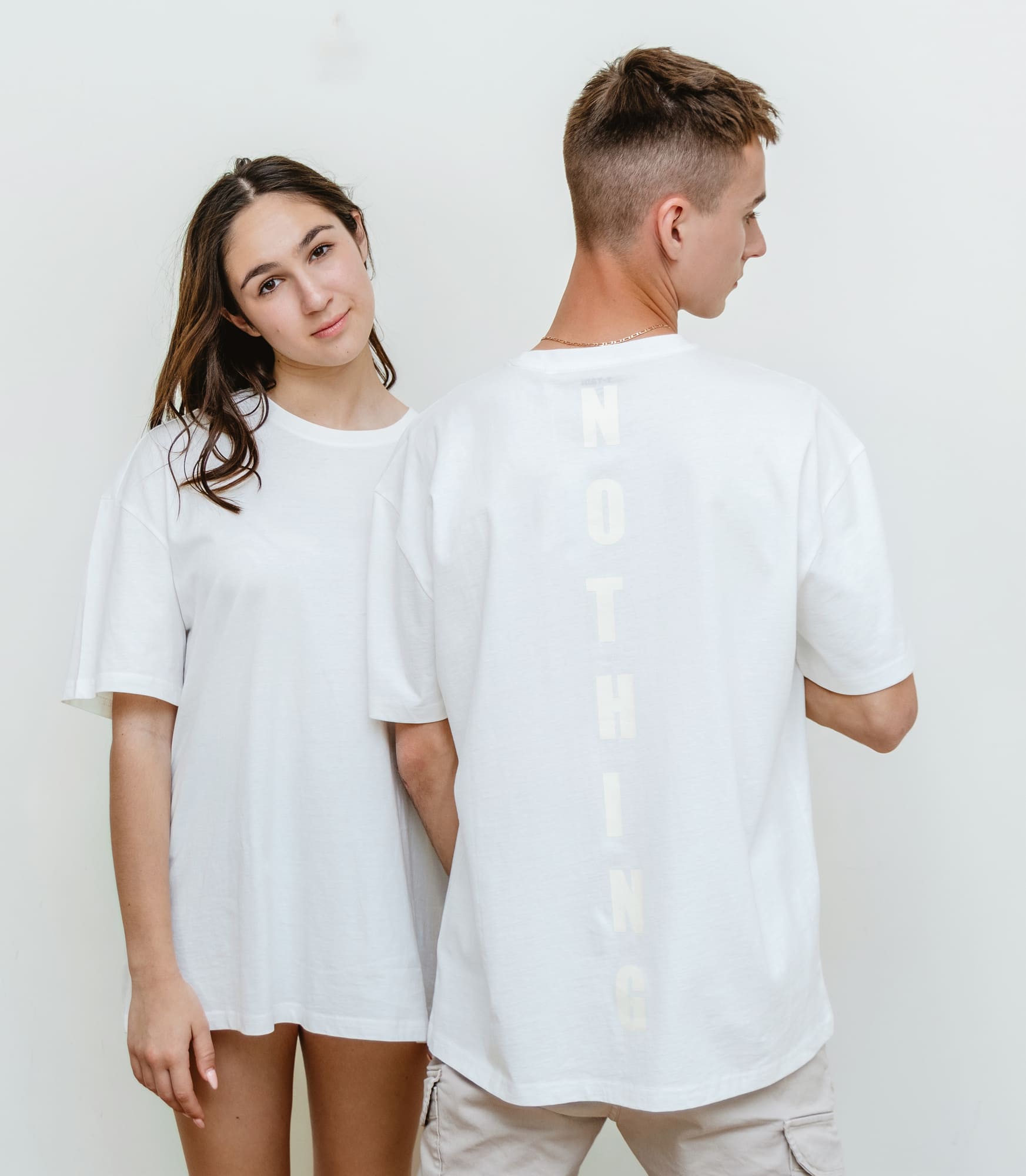 Nothing - Print - T-TAM Unisex Oversized Crew Neck Cotton Short Sleeve Printed Letter T-Shirt, 100% Soft Cotton