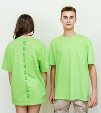 Jade Lime - Solid - T-TAM Unisex Oversized Crew Neck Cotton Short Sleeve Printed Letter T-Shirt, 100% Soft Cotton