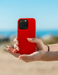 Red - Solid - Silicone Case for - iphone 12, 12 pro max, 13, 13 pro, 14, 14 pro, 15, 15 pro - Soft Microfiber Lining Scratch Resistant