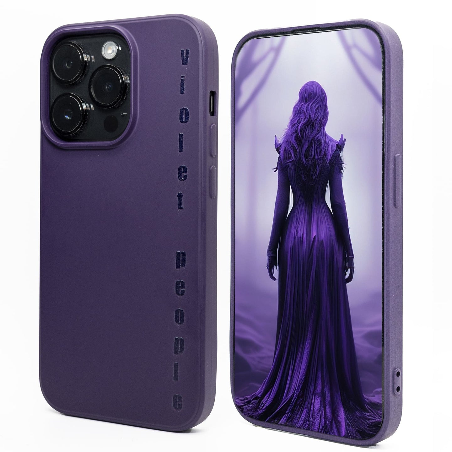 Violet People - Print - Silicone Case for - iphone 12, 12 pro max, 13, 13 pro, 14, 14 pro, 15, 15 pro - Soft Microfiber Lining Scratch Resistant