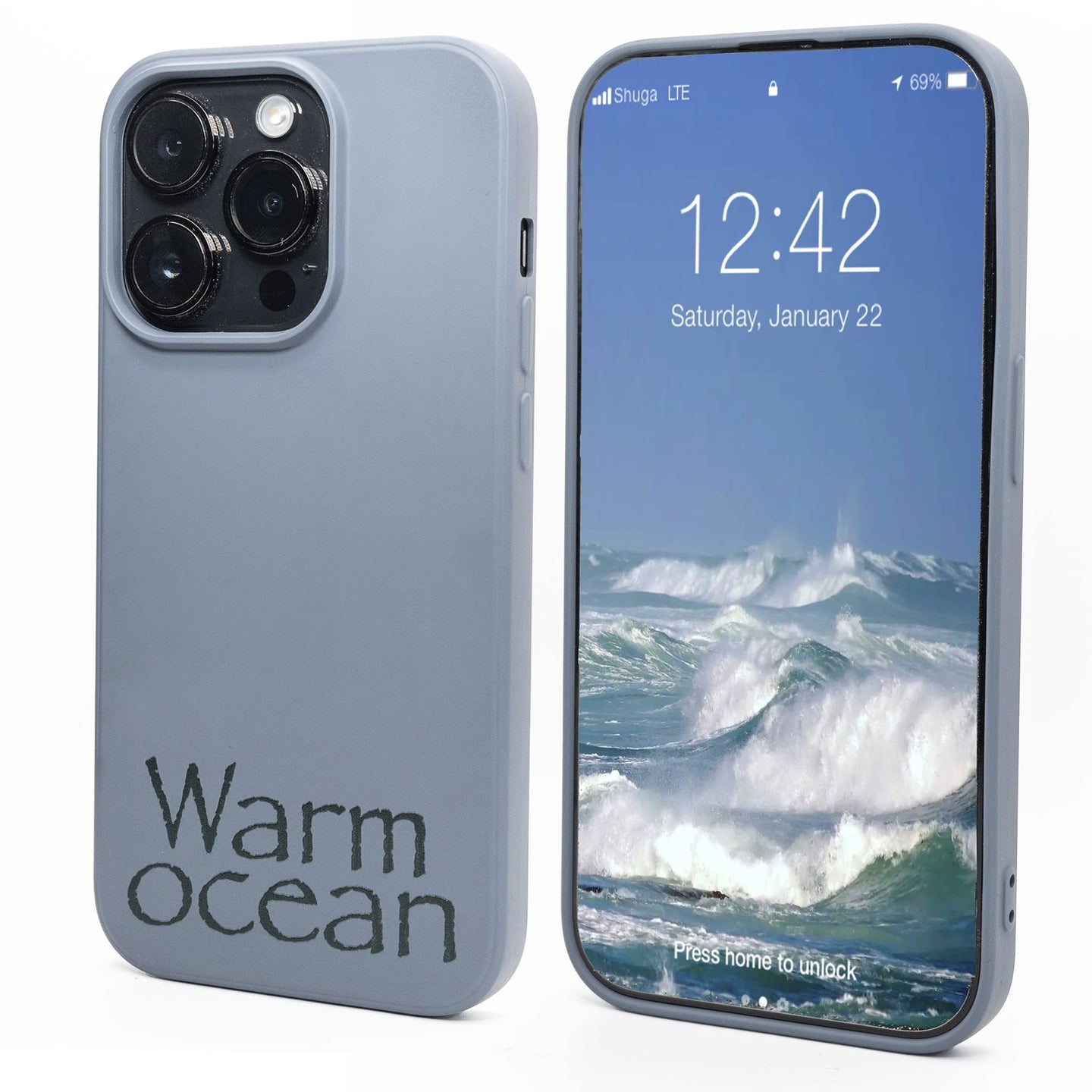 Warm Ocean - Print - Silicone Case for - iphone 12, 12 pro max, 13, 13 pro, 14, 14 pro, 15, 15 pro - Soft Microfiber Lining Scratch Resistant