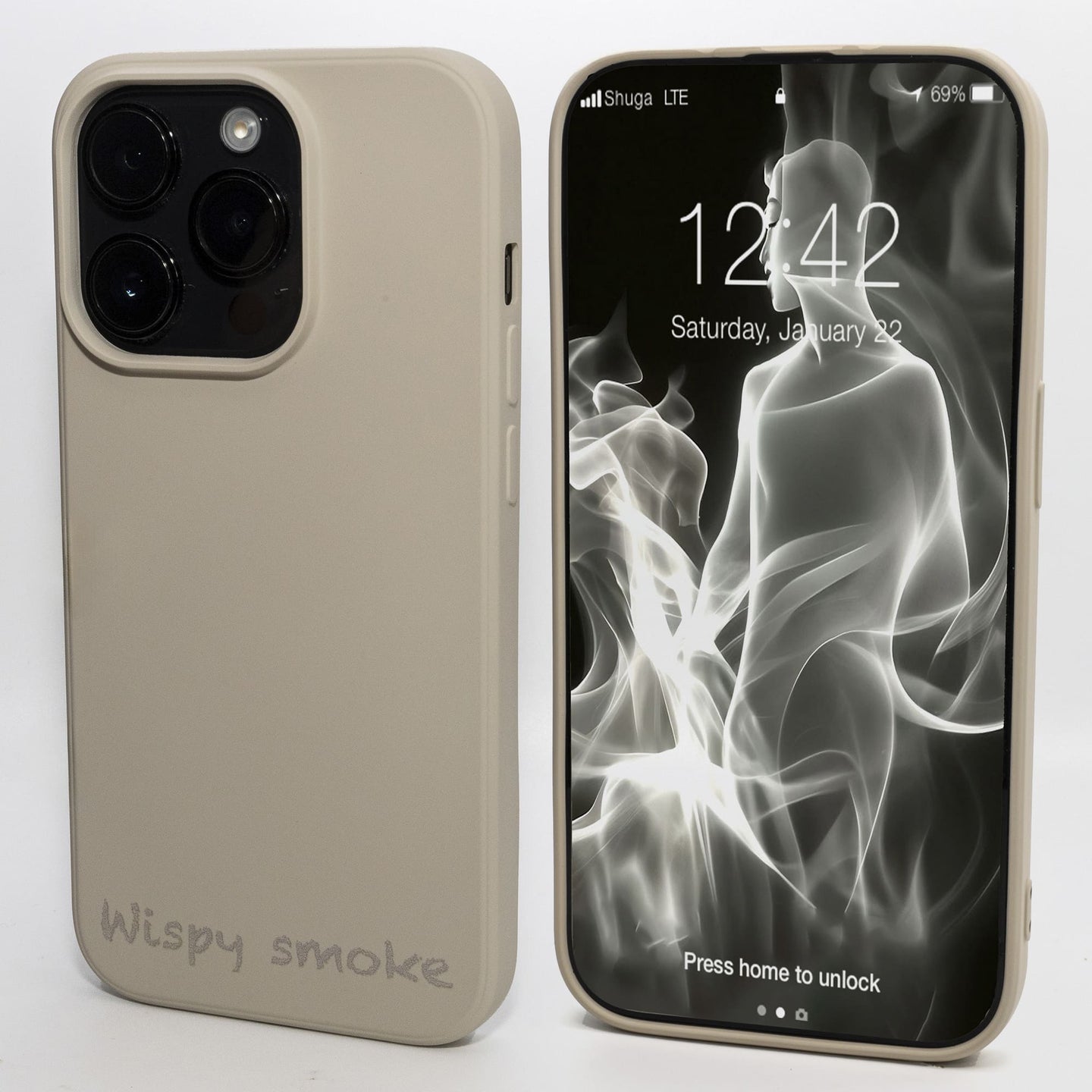 Whispy Smoke - Print - Silicone Case for - iphone 12, 12 pro max, 13, 13 pro, 14, 14 pro, 15, 15 pro - Soft Microfiber Lining Scratch Resistant