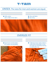Orange -Basic- Solid - No Print- T-TAM Unisex Oversized Crew Neck Cotton Short Sleeve T-Shirt, 100% Soft Cotton