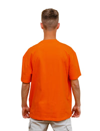 Orange -Basic- Solid - No Print- T-TAM Unisex Oversized Crew Neck Cotton Short Sleeve T-Shirt, 100% Soft Cotton