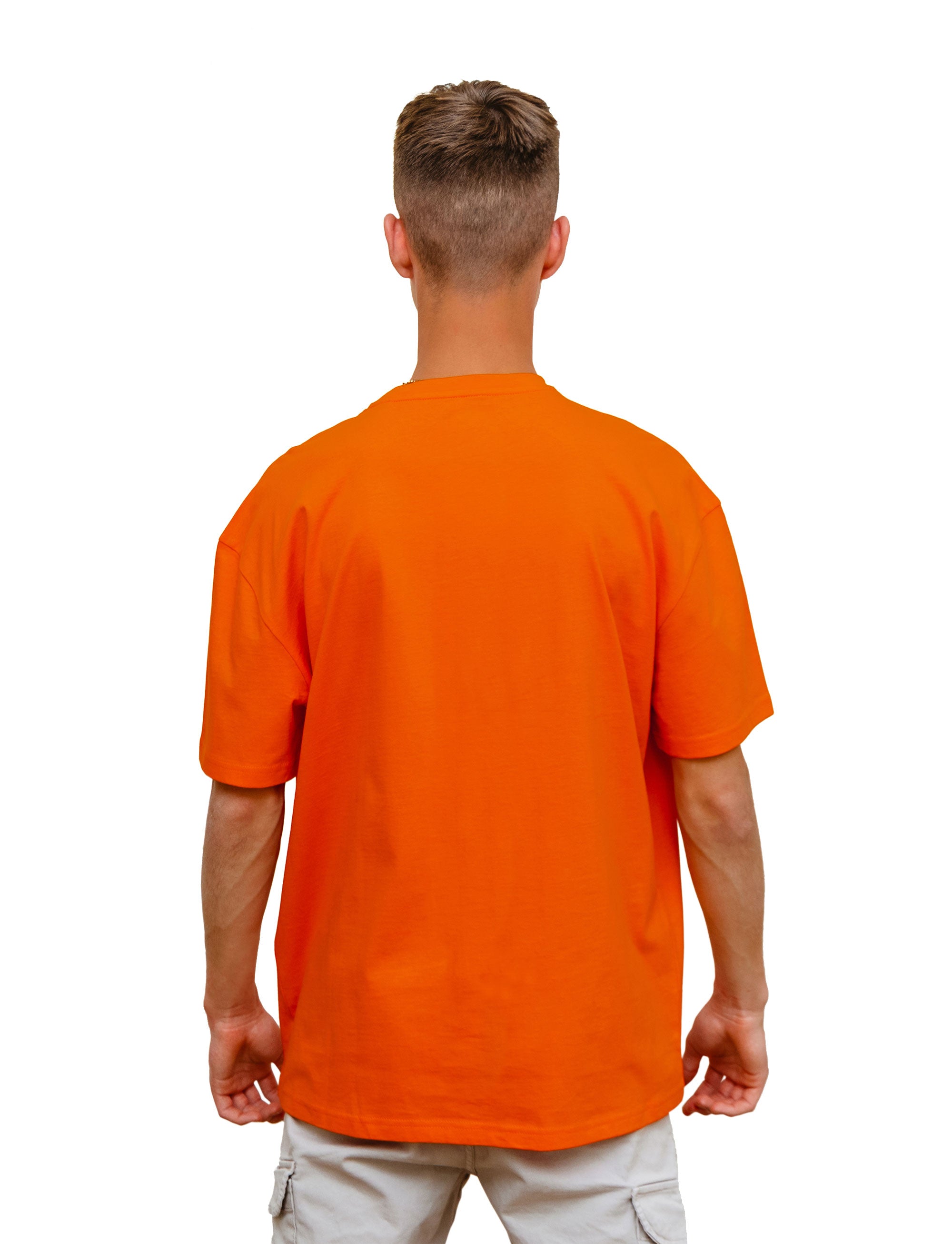 Orange -Basic- Solid - No Print- T-TAM Unisex Oversized Crew Neck Cotton Short Sleeve T-Shirt, 100% Soft Cotton