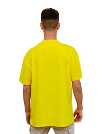 Yellow -Basic- Solid - No Print- T-TAM Unisex Oversized Crew Neck Cotton Short Sleeve T-Shirt, 100% Soft Cotton