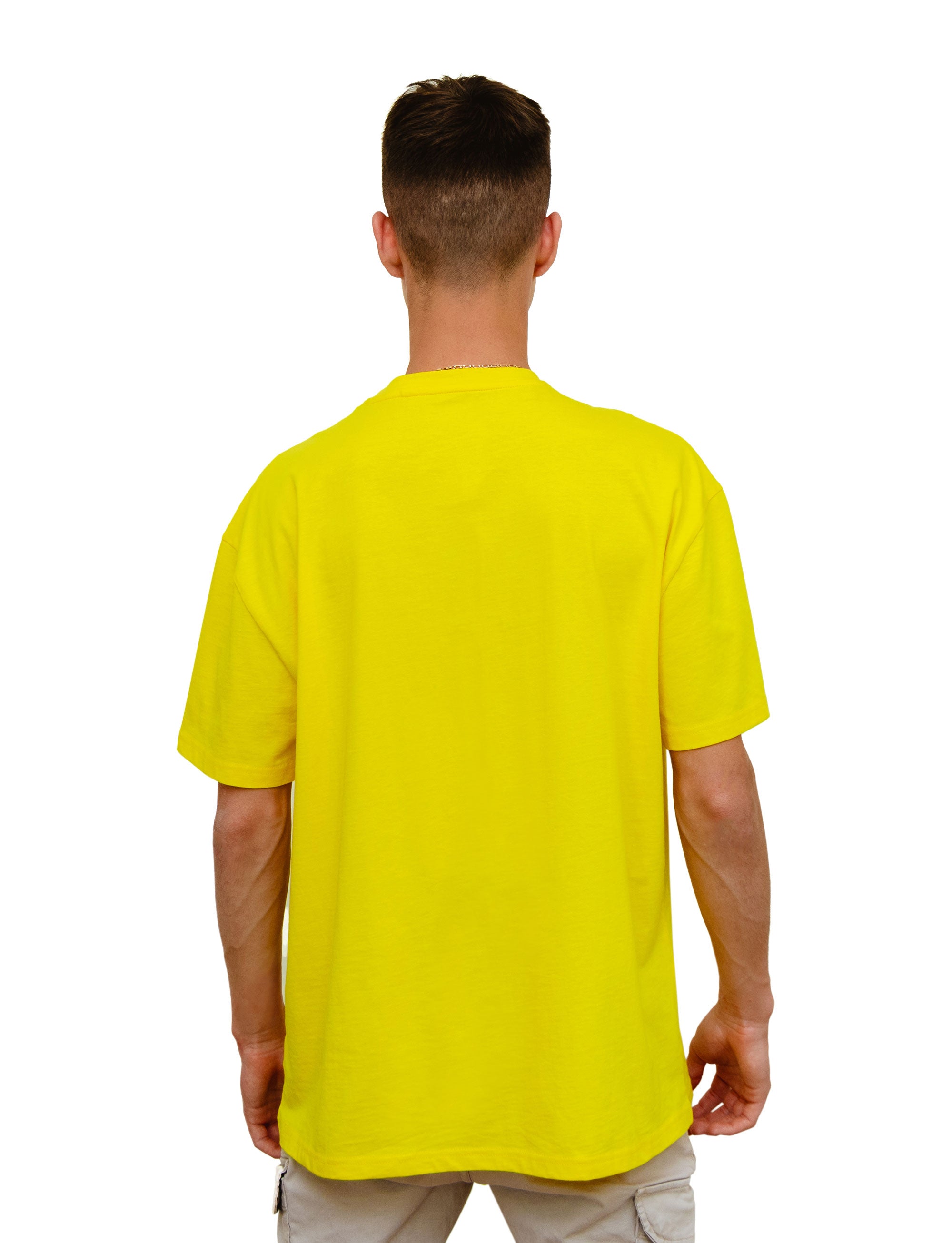 Yellow -Basic- Solid - No Print- T-TAM Unisex Oversized Crew Neck Cotton Short Sleeve T-Shirt, 100% Soft Cotton