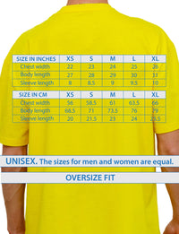 Yellow -Basic- Solid - No Print- T-TAM Unisex Oversized Crew Neck Cotton Short Sleeve T-Shirt, 100% Soft Cotton